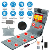 Full Body Electric Massage Mat With Lumbar Pillow - 10 Vibration Motors, 3 Timers & Anti-Slip Bottom Earplugs