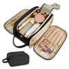 Large Capacity Cosmetic Travel Makeup Bag Organizer - Waterproof PU Leather Cosmetic Bag With Compartments And Handles