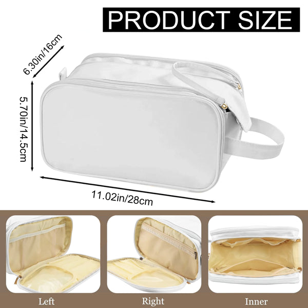 Large Capacity Cosmetic Travel Makeup Bag Organizer - Waterproof PU Leather Cosmetic Bag With Compartments And Handles