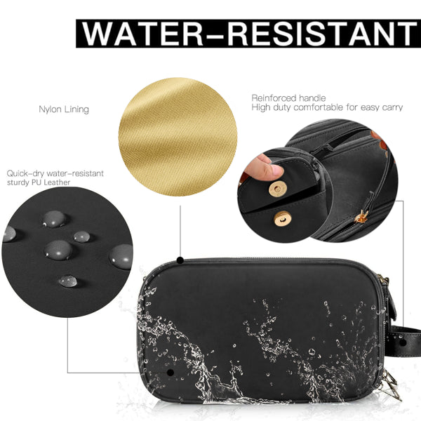 Large Capacity Cosmetic Travel Makeup Bag Organizer - Waterproof PU Leather Cosmetic Bag With Compartments And Handles