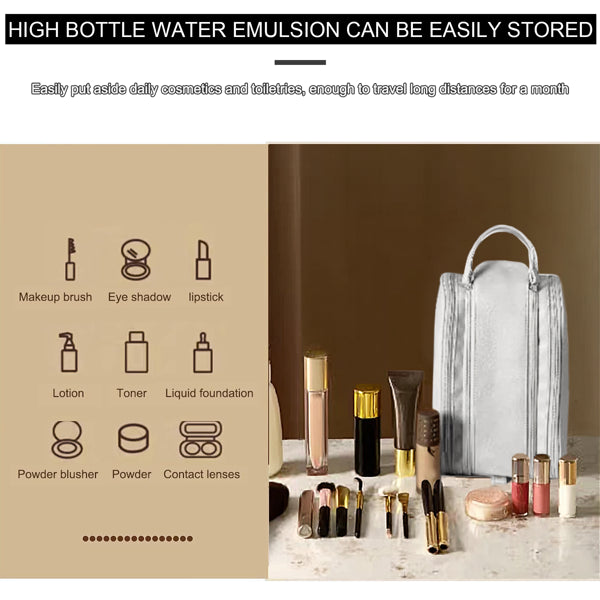 Large Capacity Cosmetic Travel Makeup Bag Organizer - Waterproof PU Leather Cosmetic Bag With Compartments And Handles